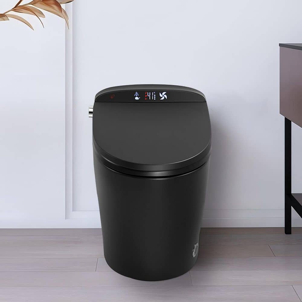 UPIKER 12-in-1 Elongated Bidet Toilet in Black with Heated Seat and Auto Flush