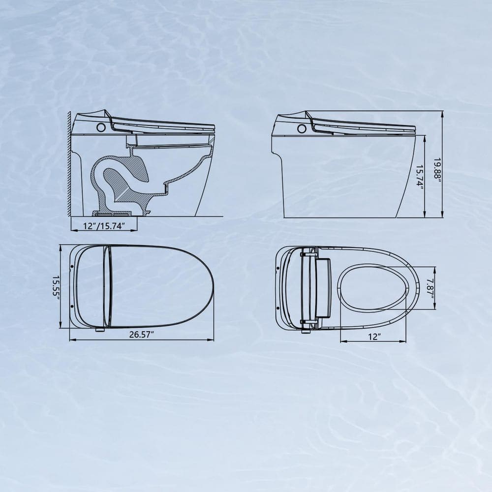UPIKER 12-in-1 Elongated Bidet Toilet in Black with Heated Seat and Auto Flush