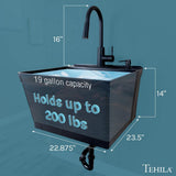 TEHILA 23.5 in. Black Thermoplastic Wall Mounted Utility Sink with Pull-down Sprayer Faucet