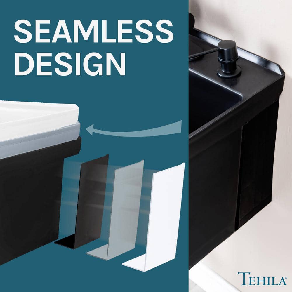 TEHILA 23.5 in. Black Thermoplastic Wall Mounted Utility Sink with Pull-down Sprayer Faucet