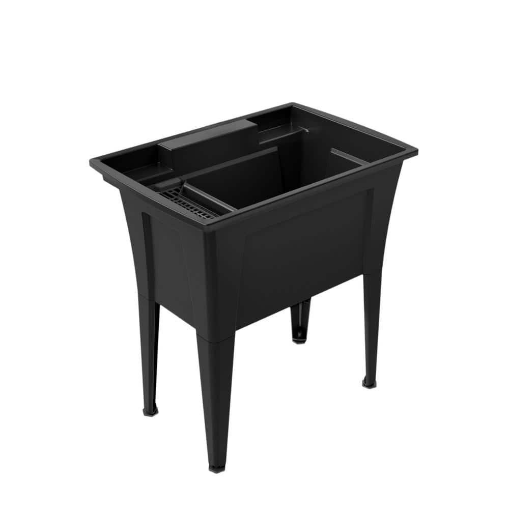 RUGGED TUB 32 in. x 22 in. Black Freestanding Utility Laundry Sink