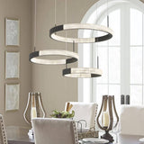 Vanity Art 3-Light Statement Tiered Integrated LED Black Chandelier