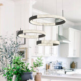 Vanity Art 3-Light Statement Tiered Integrated LED Black Chandelier