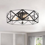 Vanity Art 16.93 in. 4-Light Black Unique/Statement Geometric Flush Mount