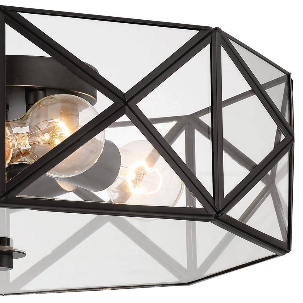 Vanity Art 16.93 in. 4-Light Black Unique/Statement Geometric Flush Mount