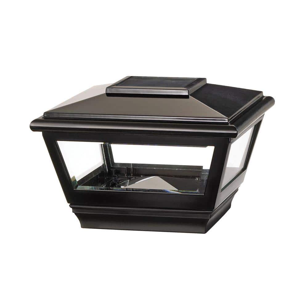 Veranda 4 in. x 4 in. Black Vinyl Solar Light Post Cap with Black Base