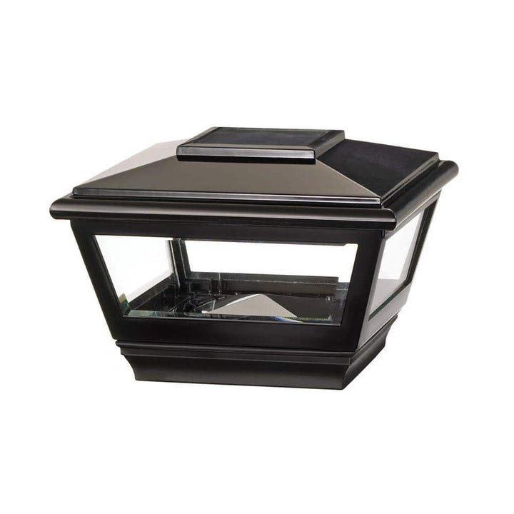 Veranda 4 in. x 4 in. Black Vinyl Solar Light Post Cap with Black Base