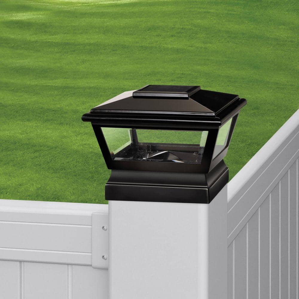 Veranda 5 in. x 5 in. Black Vinyl Solar Light Post Cap with Black Base