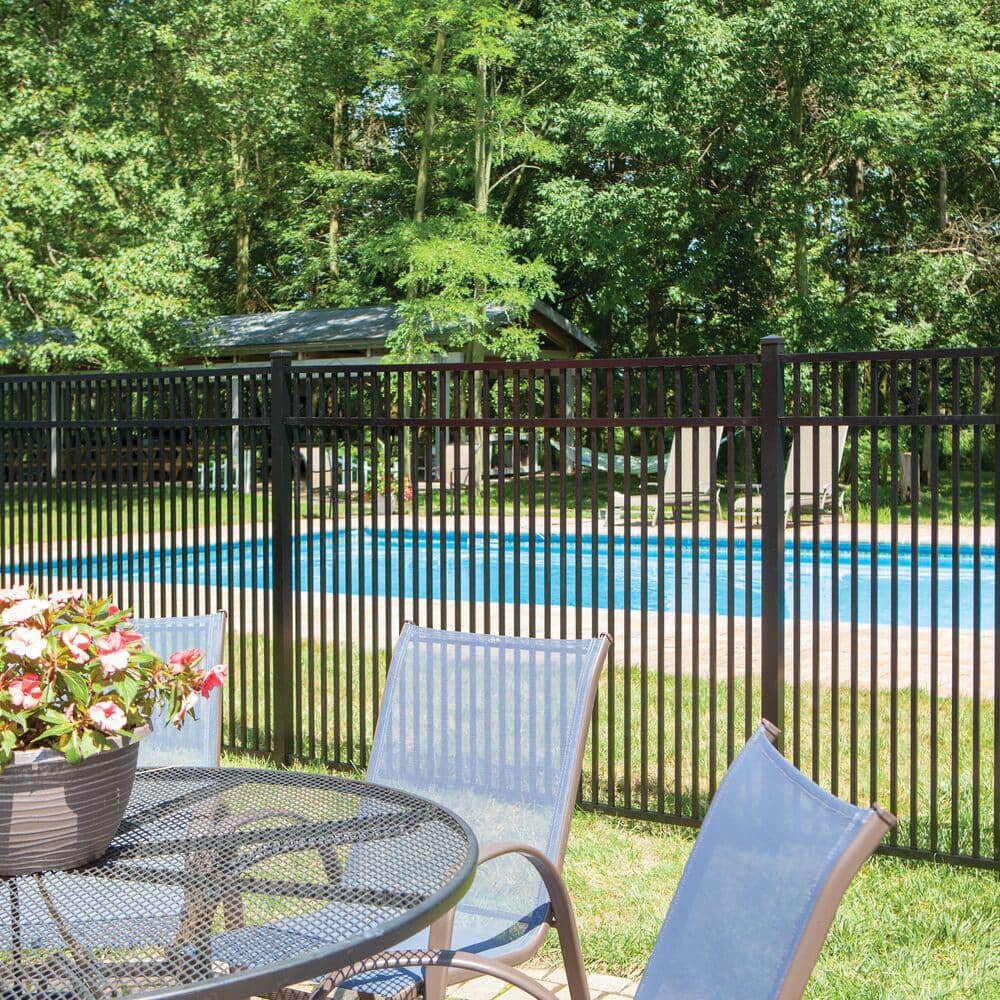 Veranda Freeport Standard-Duty 4.5 ft. x 6 ft. Black Aluminum Framed Pre-Assembled Double Picket Fence Panel