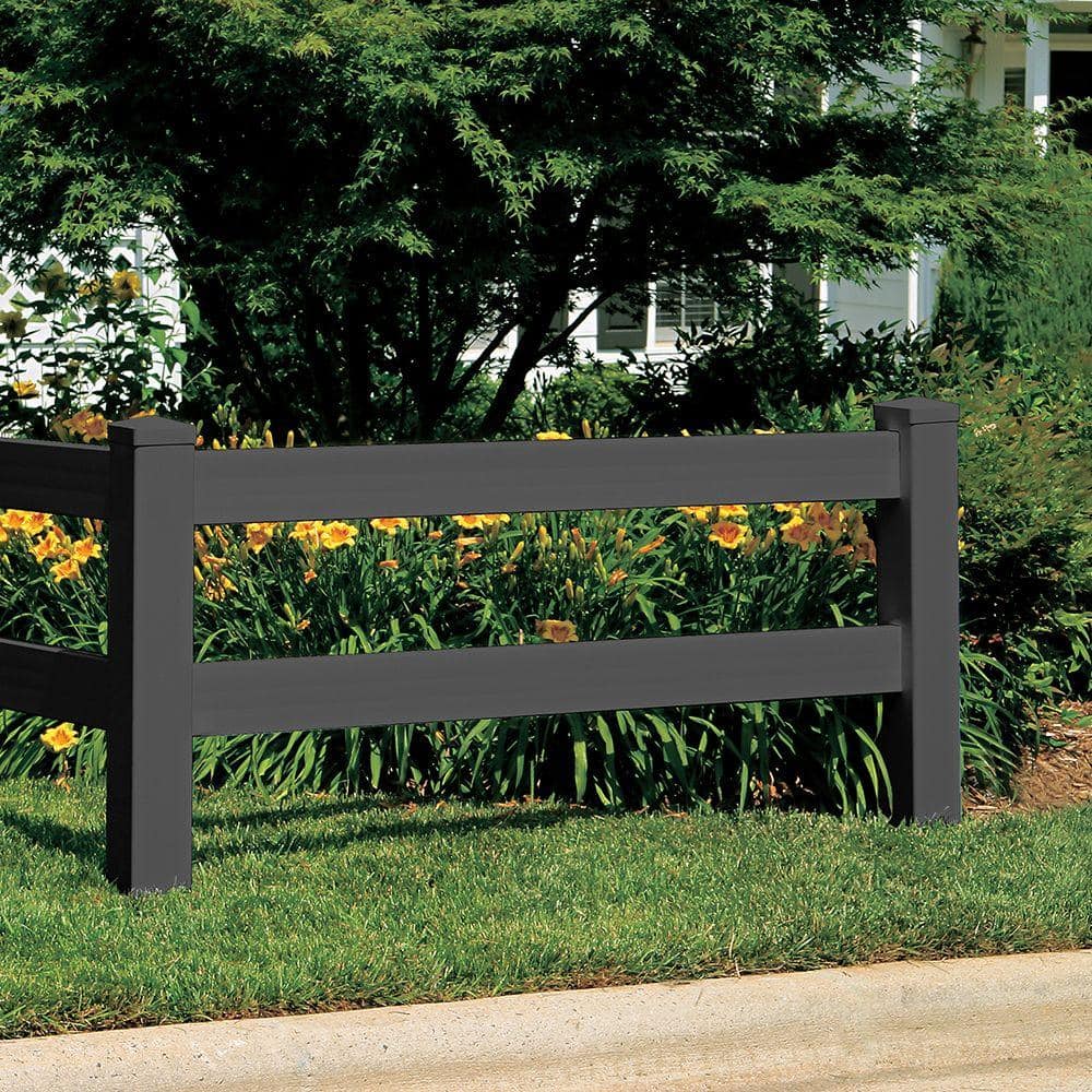 Veranda 5 in. x 5 in. x 5 ft. Black Vinyl Ranch 2-Rail Corner Post