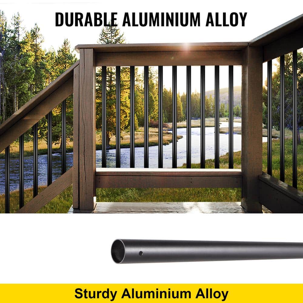 VEVOR 32 in. x 0.75 in. Deck Balusters Metal Deck Spindles Circle Staircase Baluster Aluminum Alloy Deck Railing (51-Pack)