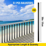 VEVOR 36 in. x 0.75 in. Deck Balusters Metal Deck Spindles Circle Staircase Baluster Aluminum Alloy Deck Railing (51-Pack)