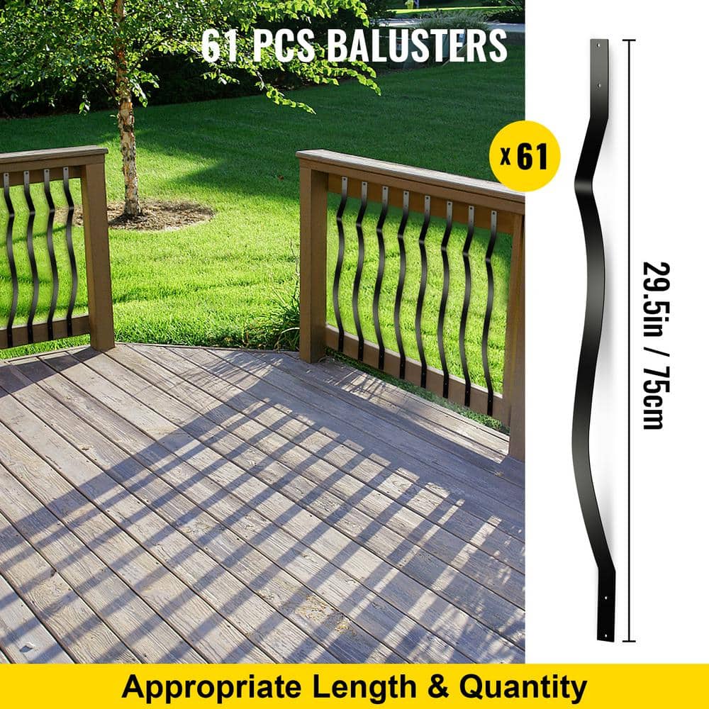 VEVOR 29.5 in. x 1 in. Deck Balusters Staircase Baluster Aluminum Alloy Deck Rail Metal Spindles for Outdoor (61-Pack)