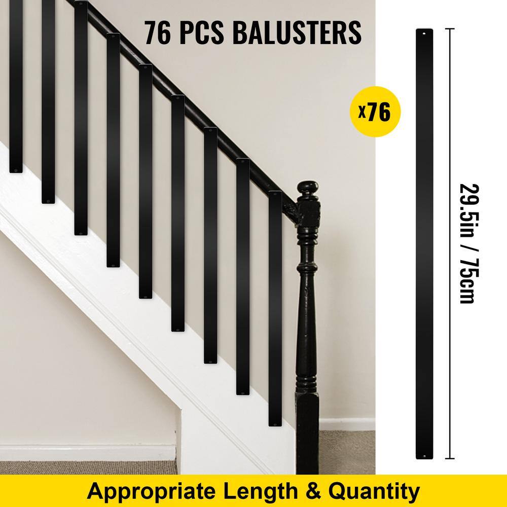 VEVOR 29.5 in .x 1 in. Staircase Deck Balusters with Screws, Aluminum Alloy Deck Railing for Porch,76 Pack Metal Deck Spindles