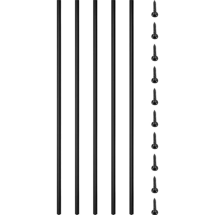VEVOR 44 in. x 0.5 in. Deck Balusters Staircase Baluster Black Iron Deck Railing Square Baluster for Outdoor (16-Pack)