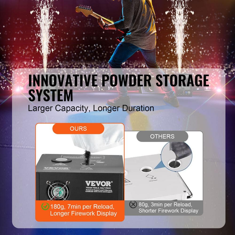 VEVOR Cold Spark Firework Machine x2 500 W 6.6-13 ft. Stage DJ Wedding Event Party