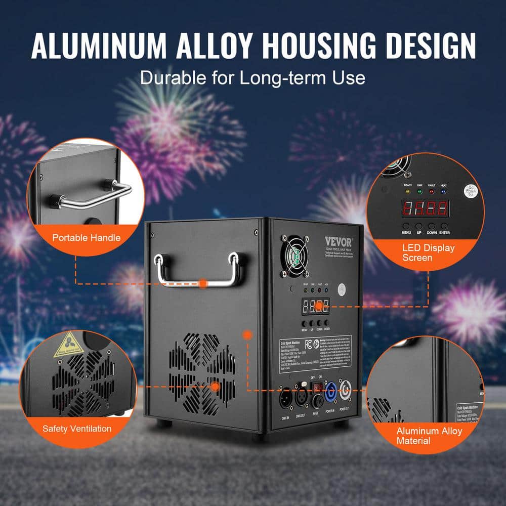 VEVOR Cold Spark Firework Machine x2 500 W 6.6-13 ft. Stage DJ Wedding Event Party