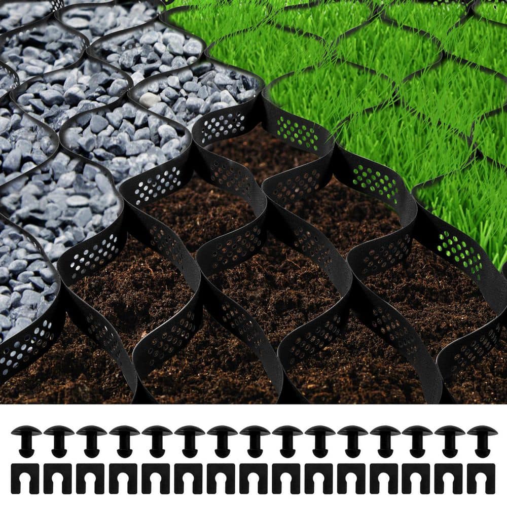 VEVOR Geocell Ground Grid 25 ft. x 9.5 ft. x 3 in. Geo Grid Driveway 108 sq. ft. Ground Grid Paver for Landscaping
