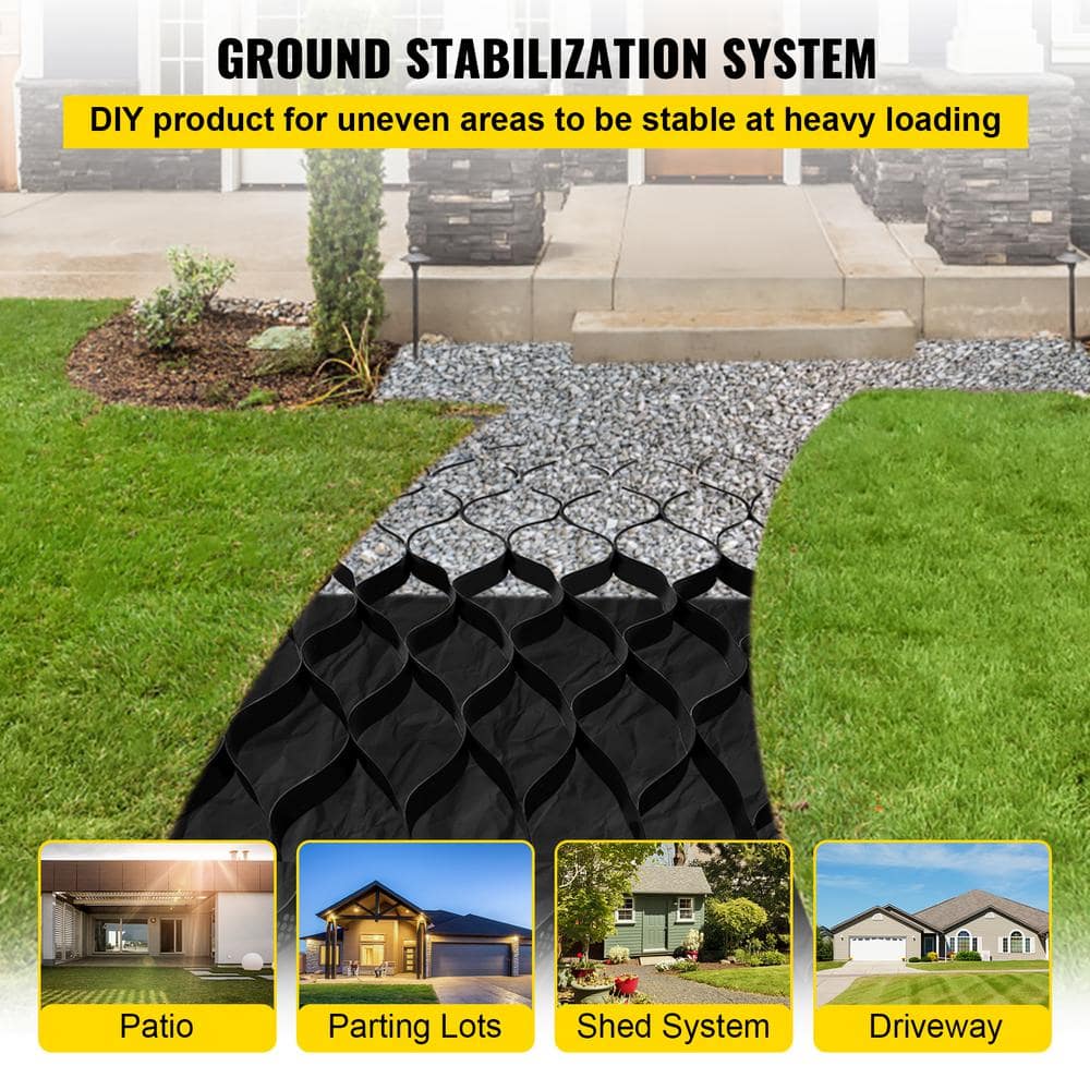 VEVOR Gravel Grid 9 ft. W x 17 ft. L x 2 in. H Geocell Ground Grid 1885 LBS Per Sq Patio Ground Grid Paver for Slope Driveways