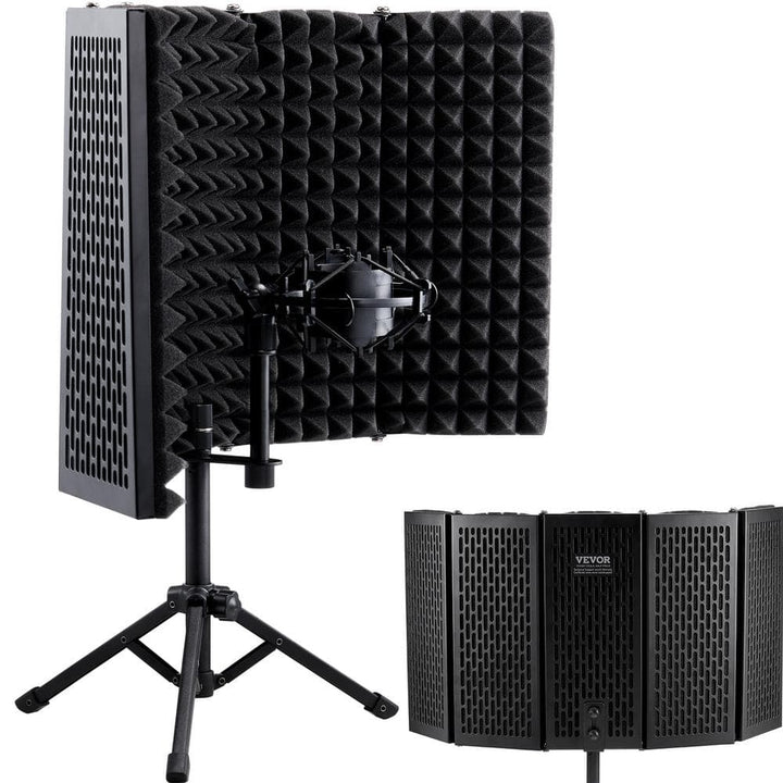 VEVOR Microphone Isolation Shield 5-Panel Studio Recording Sound Shield with Pop Filter for Blue Yeti Condenser Microphones