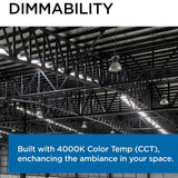 Viribright 11.42 in. 175-Watt Equivalent Integrated LED Dimmable Black Economy UFO High Bay Light 4000K