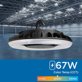 Viribright 11.42 in. 175-Watt Equivalent Integrated LED Dimmable Black Economy UFO High Bay Light 4000K