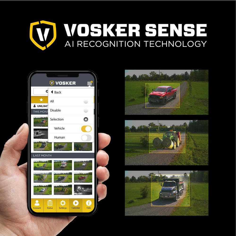 VOSKER Solar Powered Wireless 4G LTE Cellular Outdoor Bullet Security Camera with Rechargeable Battery
