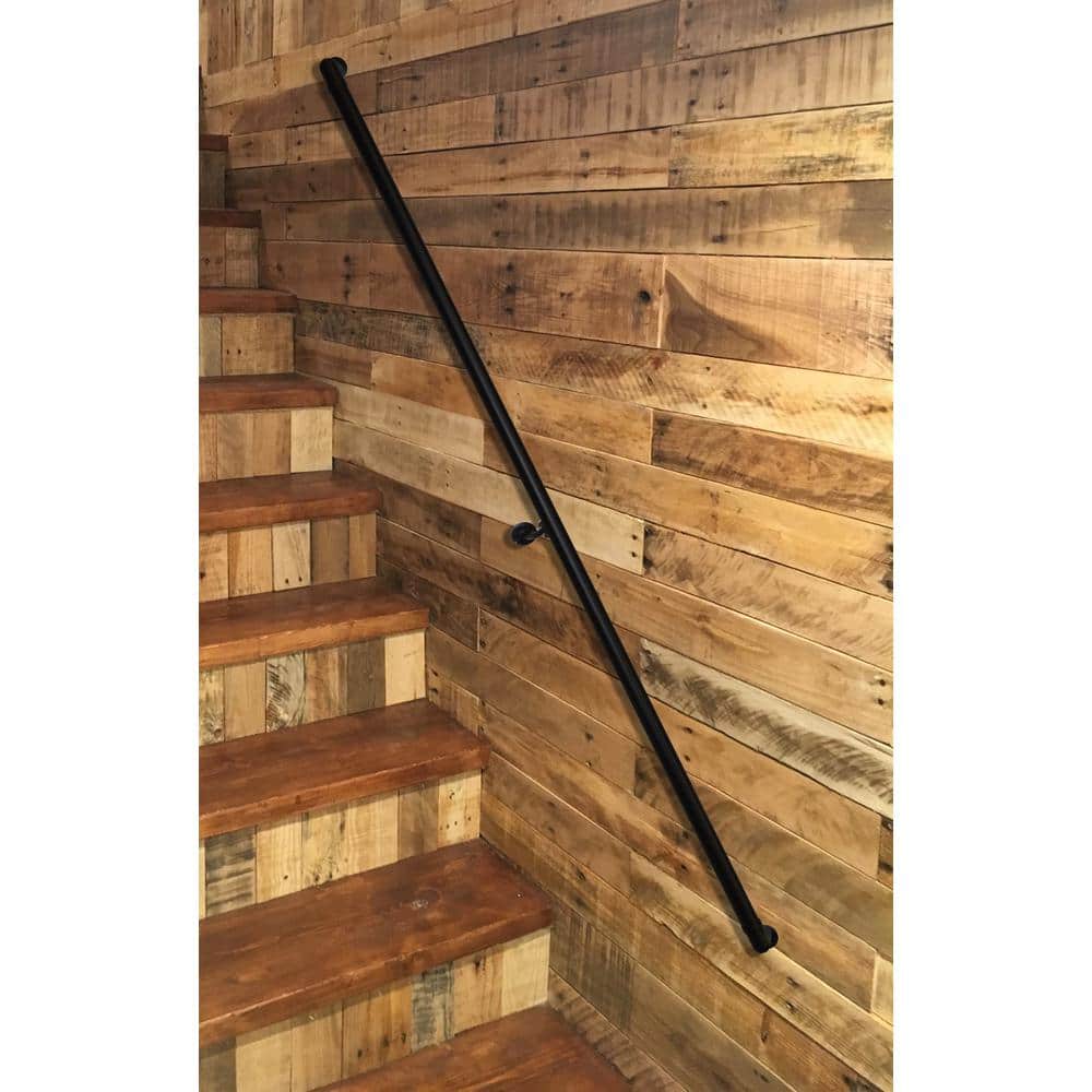 Weatherables 8 ft. L x 1.5 in. D Textured Black Aluminum ADA Rail/Grab Bar Wall Return Kit