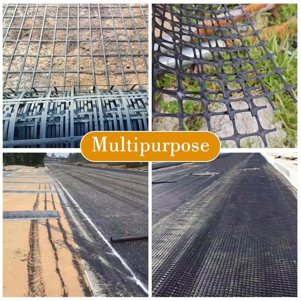 Wellco 3.9 ft. x 164 ft. x 0.2 in. 50KN Biaxial Geogrid Black Fiberglass Paver Base for Landscaping, Sheds, Pathway, Patios