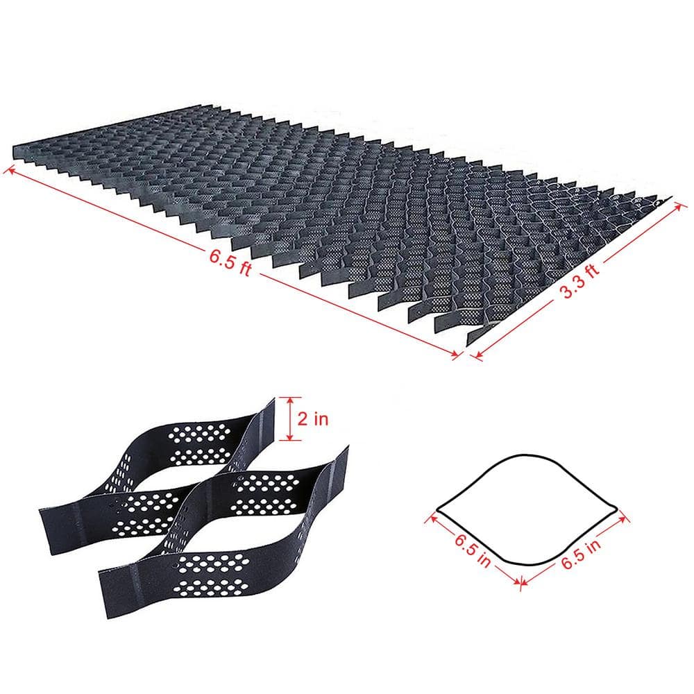 Wellco 3.3 ft. x 6.6 ft. x 2 in. S Series Plastic Ground Geo Grid Driveway Ground Pavers for Landscaping