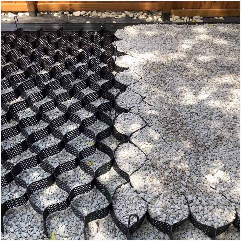 Wellco 10 ft. x 16.5 ft. x 4 in. M Series Black Plastic Ground Geo Grid Driveway Ground Pavers for Landscaping