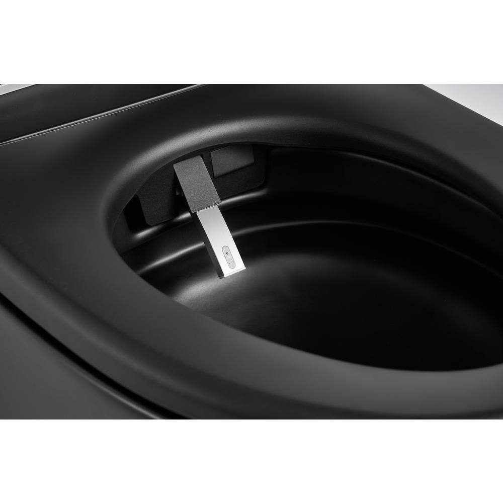 WELLFOR USBY 1.28 GPF Elongated Black Bidet Toilet with Heated Seat & Auto Features