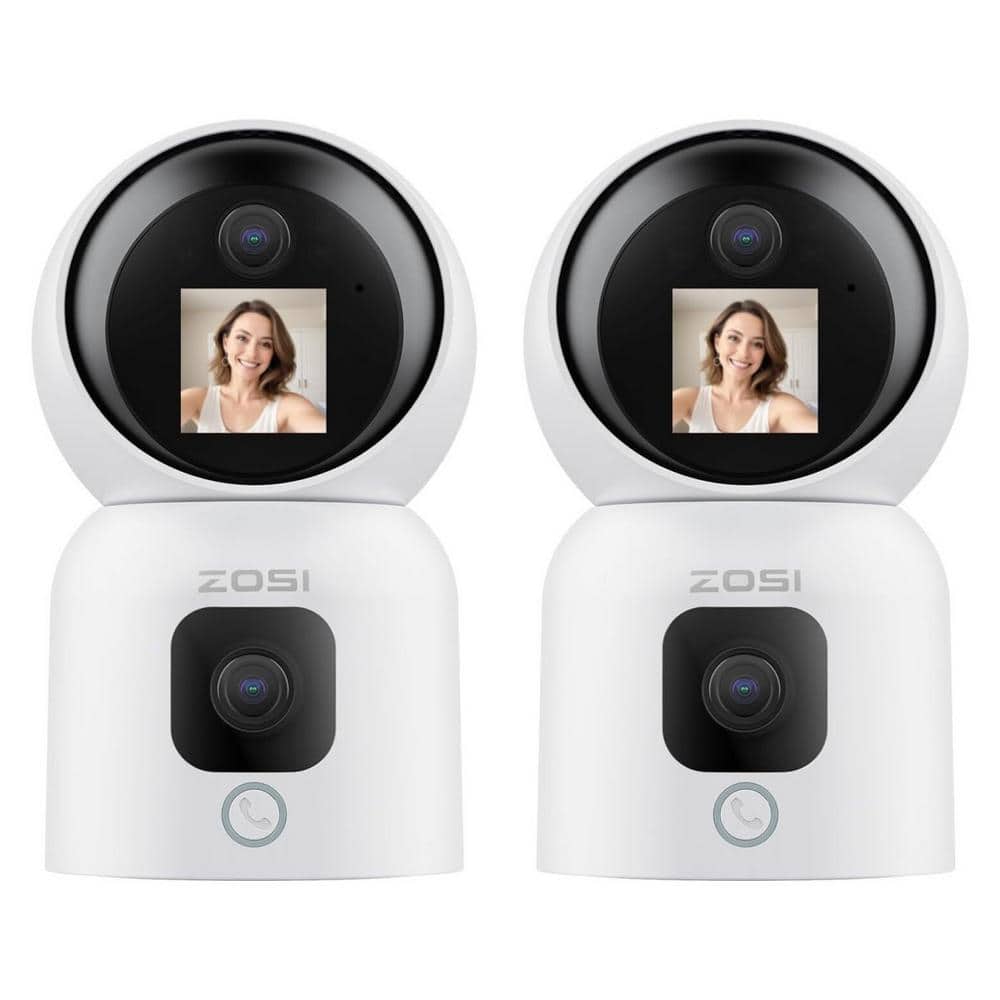 ZOSI C528M 6MP(2x3MP) Wired Indoor Plug-in Smart Home Security Camera 360 PT Baby Pet Monitor 1-Touch Call 2.4G/5G (2-Pack)