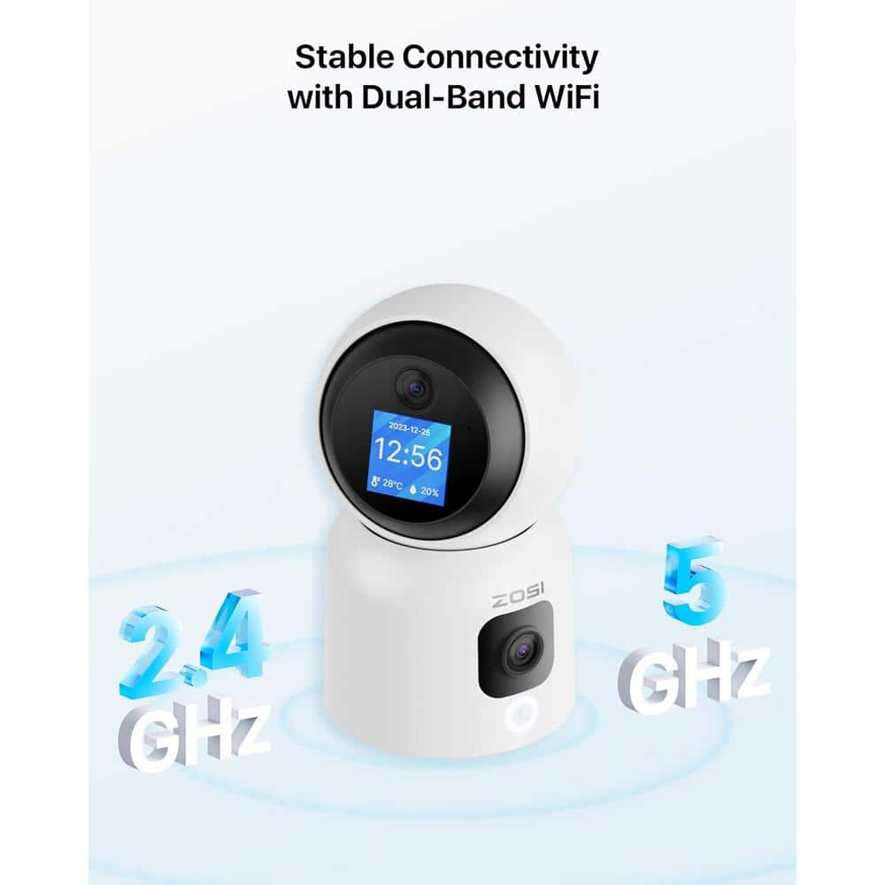 ZOSI C528M 6MP(2x3MP) Wired Indoor Plug-in Smart Home Security Camera 360 PT Baby Pet Monitor 1-Touch Call 2.4G/5G (2-Pack)