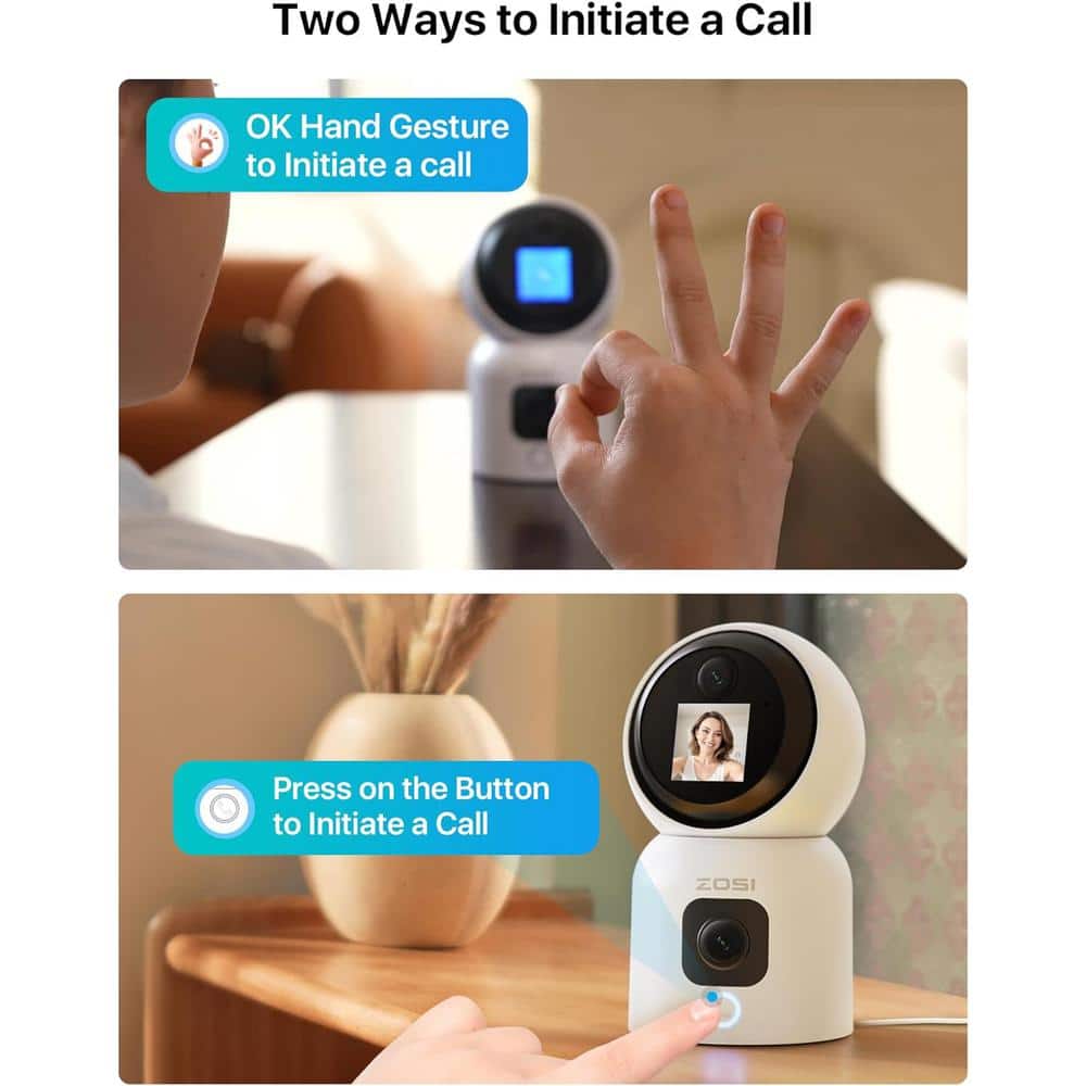 ZOSI C528M 6MP(23MP) Wired Indoor Plug-in Smart Home Security Camera, 360 PT Baby Pet Monitor,1-Touch Call, 2.4G/5G - 4-Pack