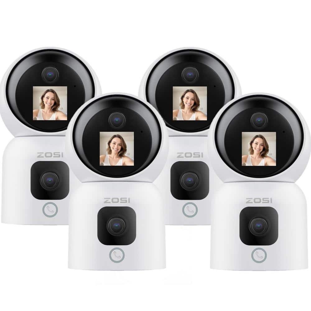 ZOSI C528M 6MP(23MP) Wired Indoor Plug-in Smart Home Security Camera, 360 PT Baby Pet Monitor,1-Touch Call, 2.4G/5G - 4-Pack