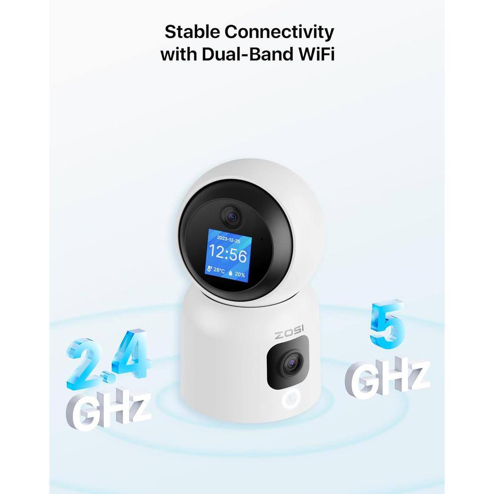 ZOSI C528M 6MP(23MP) Wired Indoor Plug-in Smart Home Security Camera, 360 PT Baby Pet Monitor,1-Touch Call, 2.4G/5G - 4-Pack