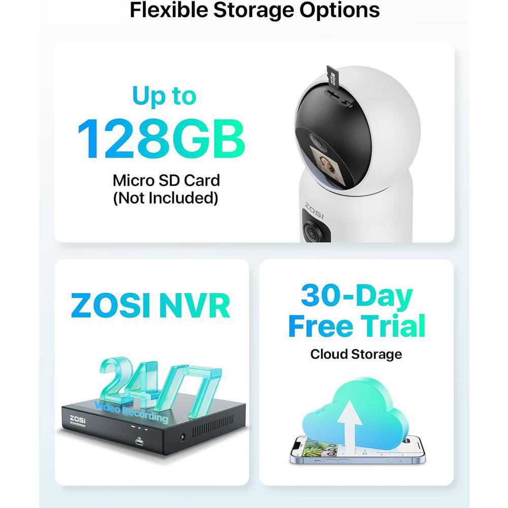 ZOSI C528M 6MP(23MP) Wired Indoor Plug-in Smart Home Security Camera, 360 PT Baby Pet Monitor,1-Touch Call, 2.4G/5G - 4-Pack