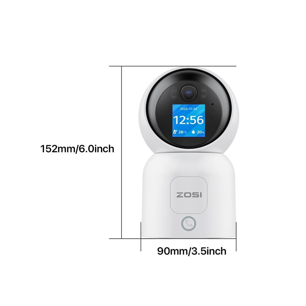 ZOSI Wired C519M 2.5K 4 MP Indoor Smart Home Security Camera, 360-Degree PT Baby/Pet Dog Monitor, 1-Touch Call, 2-Way Audio
