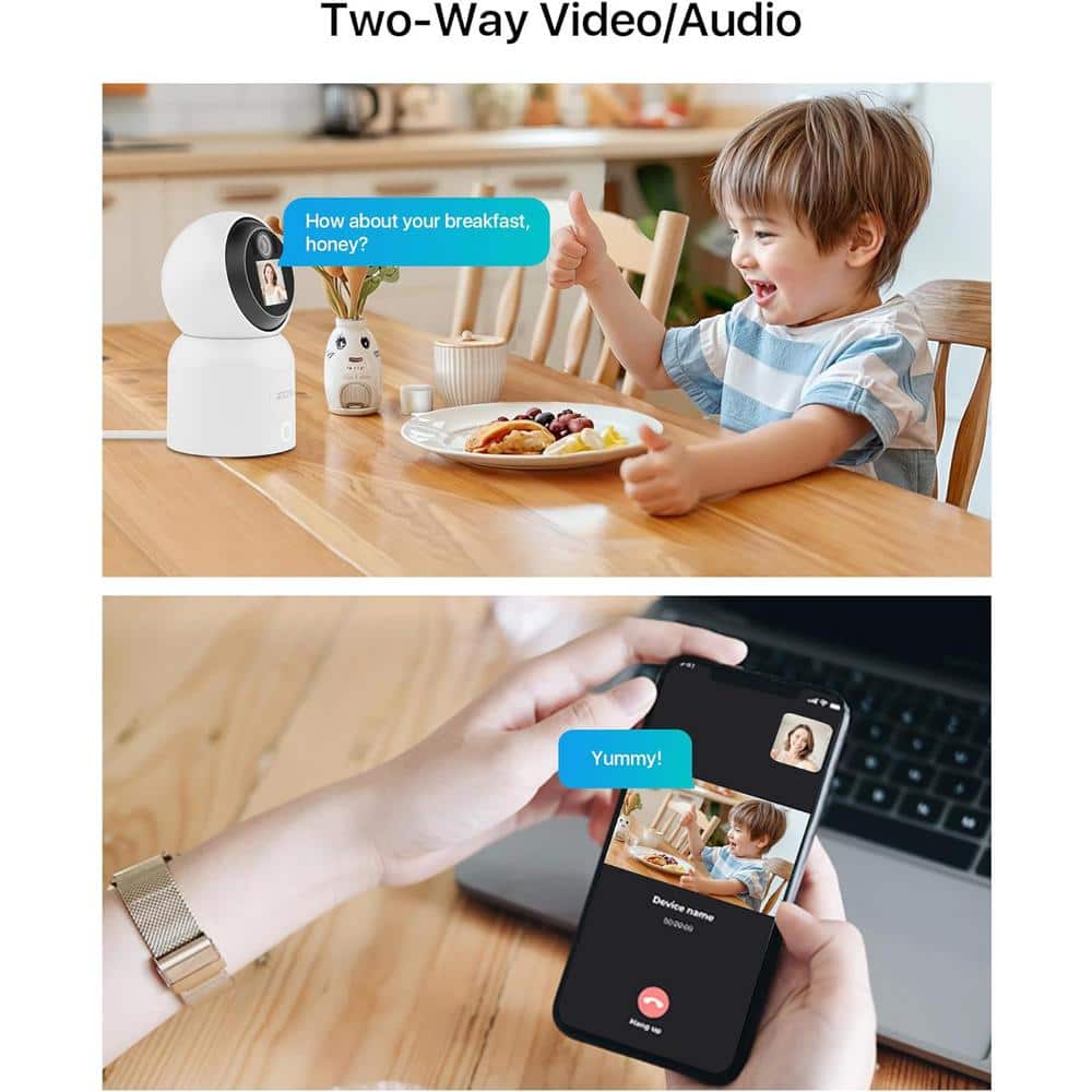 ZOSI Wired 3K 5MP Plug-in Indoor Smart Security Camera, 360 PT Baby/Pet Monitor, One-Touch Call, 2-Way Video, 2.4/5GHz