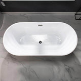 WOODBRIDGE Piscataway 67 in. Acrylic FlatBottom Double-Ended Freestanding Bathtub with Matte Black Overflow and Drain, Black