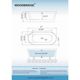 WOODBRIDGE Piscataway 67 in. Acrylic FlatBottom Double-Ended Freestanding Bathtub with Matte Black Overflow and Drain, Black