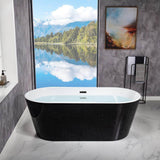 WOODBRIDGE Piscataway 67 in. Acrylic FlatBottom Double-Ended Freestanding Bathtub with Matte Black Overflow and Drain, Black