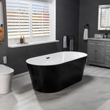 WOODBRIDGE Piscataway 67 in. Acrylic FlatBottom Double-Ended Freestanding Bathtub with Matte Black Overflow and Drain, Black
