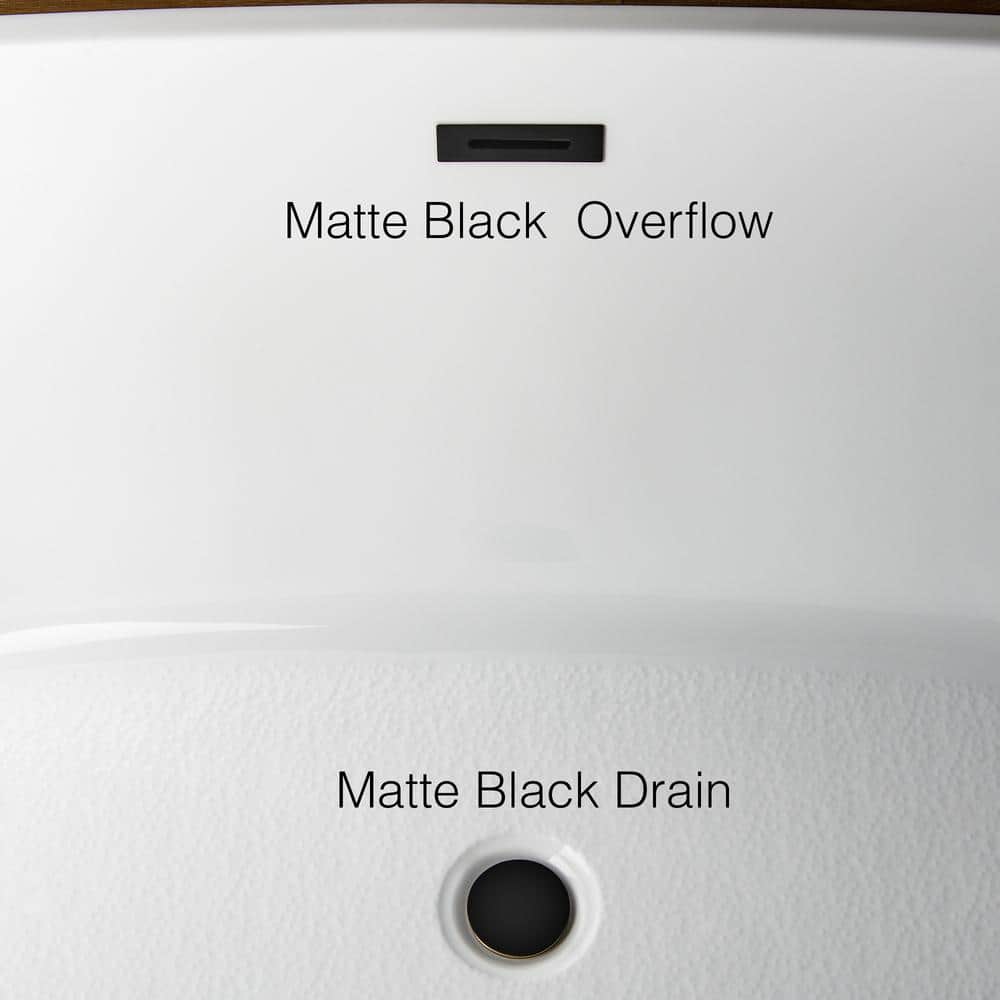WOODBRIDGE Piscataway 67 in. Acrylic FlatBottom Double-Ended Freestanding Bathtub with Matte Black Overflow and Drain, Black