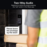 Wyze Wireless Duo Cam Video Doorbell (with Chime), Battery Powered, 2K Full HD Video, 2 Cameras, 2-Way Audio, Night Vision