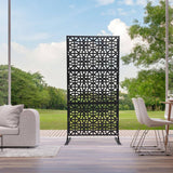 YIYIBYUS 6.2 ft. x 2.9 ft. Black Steel Privacy Screen Freestanding Outdoor/Indoor Adjustable Height Decorative Privacy Screen