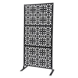YIYIBYUS 6.2 ft. x 2.9 ft. Black Steel Privacy Screen Freestanding Outdoor/Indoor Adjustable Height Decorative Privacy Screen