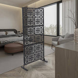YIYIBYUS 6.2 ft. x 2.9 ft. Black Steel Privacy Screen Freestanding Outdoor/Indoor Adjustable Height Decorative Privacy Screen