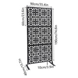 YIYIBYUS 6.2 ft. x 2.9 ft. Black Steel Privacy Screen Freestanding Outdoor/Indoor Adjustable Height Decorative Privacy Screen